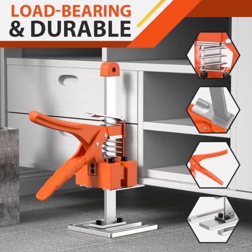JANNIRESS 2 Pack Labor Saving Arm Jack, 15" Handheld Furniture Lifter Tool & Height Adjuster, 400lbs Heavy Duty Wall Tile & Cabinet Jack Yellow/White — view 4