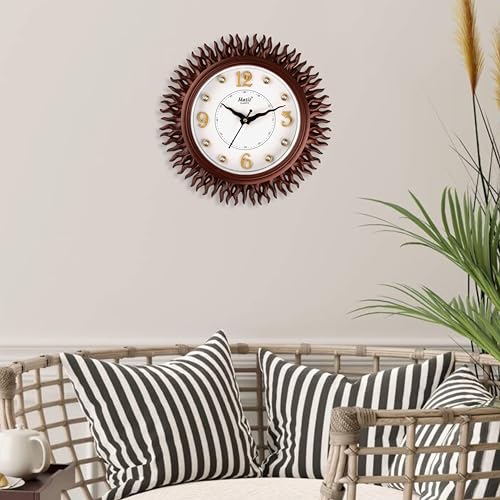 Image of Matiz Analog 30 cm X 30 cm Wall Clock | Brown | with Glass | Standard| 327 Cola Round