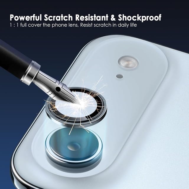 Image of Skinomi Camera Lens Protector Compatible with iPhone 17 Air, [Anti-Scratch] Premium Tempered Glass Film Aluminum Alloy Lens Ring Cover-Blue Titanium