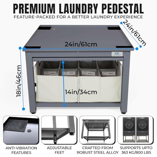 Image of Laundry Pedestal for Washer or Dryer with Drain Pan & Hose - 27 inchW, 18 inchH