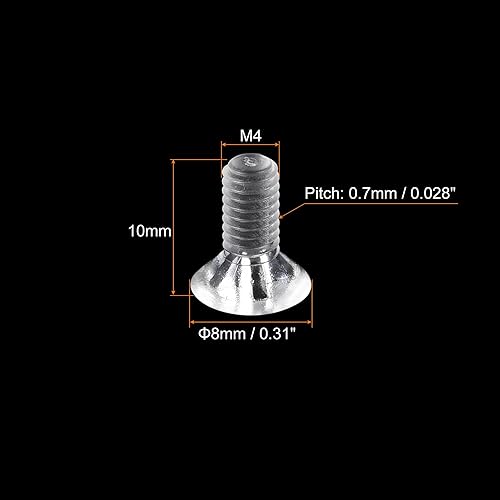 Miniatura 2 de uxcell Tornillos plásticos de la máquina Phillips de M4 x 32.8 ft m, pernos de máquina de cabeza plana de la PC transparentes 25pcs
