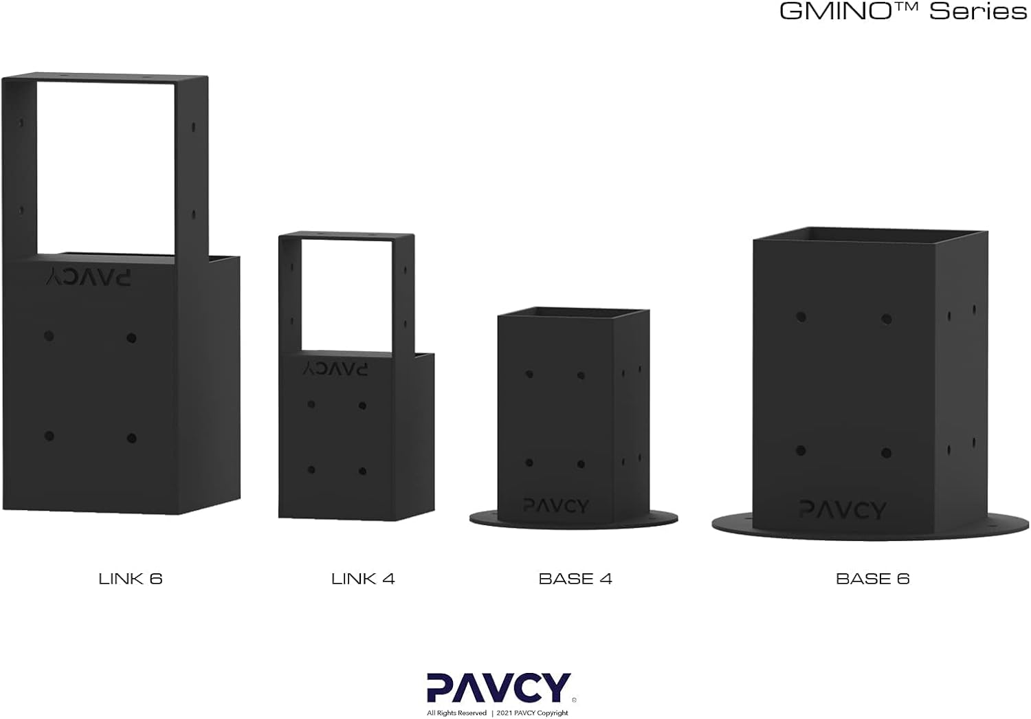 Omni-Way Pergola Brackets, GMINO Heavy-Duty 4x4 Pergola Kit for DIY Carport, Gazebo, Corner Fence - (Set of 2) - Black