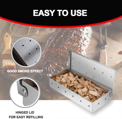 BBQ Smoker Box For Smoking: Stainless Steel BBQ Grilling Accessories For Gas, Electric Or Charcoal BBQ Grill