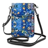 QAZWZML Umhängetasche mit tropischen Fischen, Ledergeldbörse, abnehmbarer Schultergurt, geeignet für Reisen und Camping.