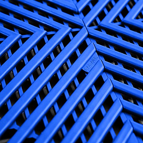 Incstores ⅜ Inch Thick Nitro Interlocking Garage Floor Tiles | Plastic Floor Tiles For A Stronger And Safer Garage, Workshop, Shed, Or Trailer | 12”X12” Tiles, Vented, Blue, Pack Of 52 #TOP3