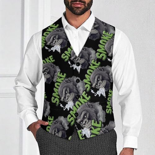 Weed Smoking Gorilla Smoker Men's Suit Vests Dress Vest V-Neck Waistcoat Slim Business Formal with Pocket2
