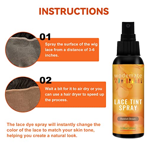 Wodemate Lace Melting Tint Spray For Lace Wig，Concealer For Hair Wigs For All Hair Types 100Ml（Golden Brown） #TOP2