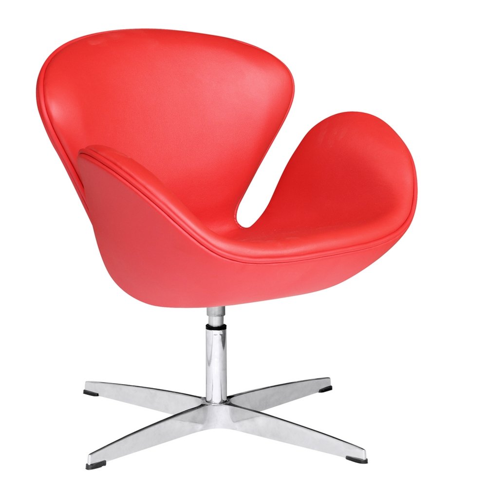 Designer Modern Swan Chair in Red Leather
