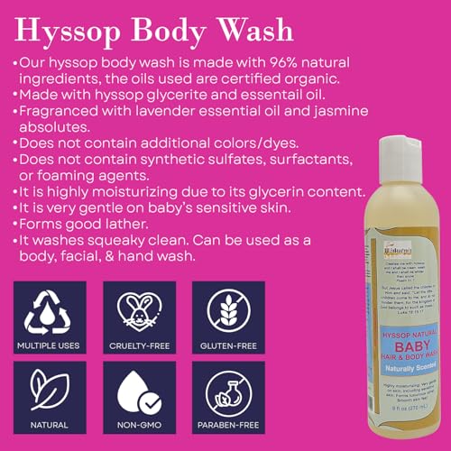 Image of Cleanse Me With Hyssop Natural Baby Body Wash and Shampoo, Herbal Baby Shampoo and Body Wash Infused with Hyssop, Lavender, and Jasmine Natural Fragrance for Cleansing Baby's Sensitive Hair and Body