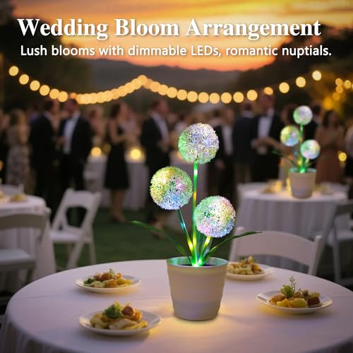 Image of Artificial Green Allium Flower Lamp, Color Changing LED Light for Bedroom Wedding Bar Coffee Shop Decor, Gifts for Women Mom Grandma Girlfriend Friend Birthday Christmas Valentines Mothers Day