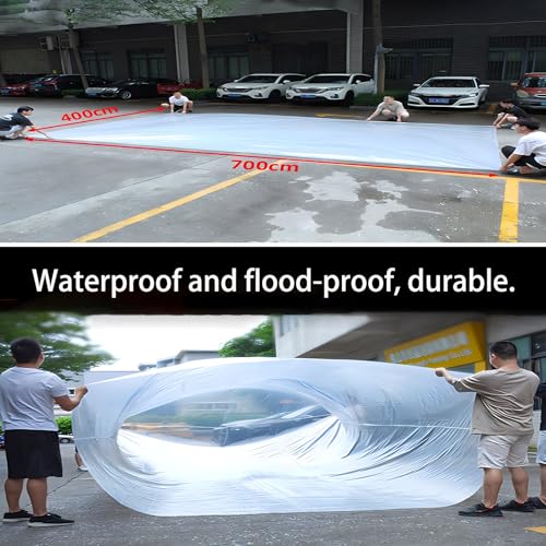 Image of Universal Plastic Car Cover,Fully Enclosed Sealed Car Flood Cover,Reusable Plastic Car Cover,Prevent Cars from Being Flooded,PE Material 13.1x22.9ft Suitable for Most Cars and SUVs
