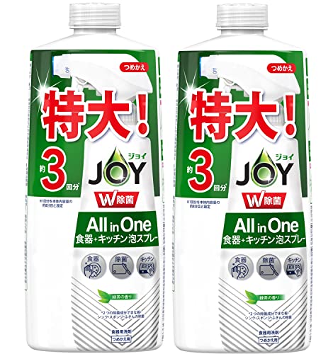 ジョイ W除菌 ミラクル泡スプレー 食器用洗剤 緑茶の香り 詰め替え 3回分 630mL × 2個