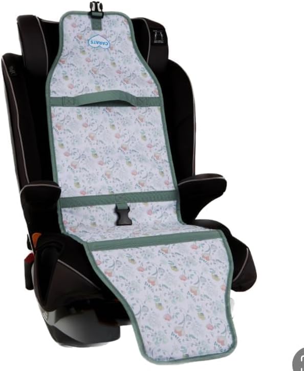 Car Seat Cooling Pad for Babies, Toddlers, and Kids – Self-Insulated, Comfortable Baby Cooling Pad, Must-Have Baby Accessories for Hot Summer Days, One Size Fits All (Floral Half White)