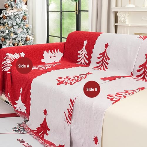 Housse de canapé de Noël lavable en chenille blanche pour protéger des chiens et chats - 8