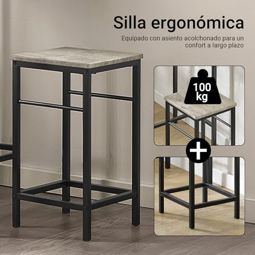 SoBuy Juego de Mesa Alta para Comedor, Conjunto de Bar con 2 Taburetes, Mesa de Cocina Moderna Ideal para Espacios Reducidos, OGT10-HG - imagen 5