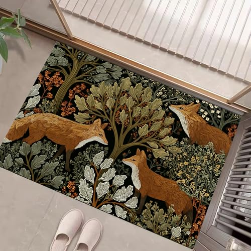 JEDTAKCT Paillasson D'Intérieur 40X60Cm, Tapis Entree Interieur Lavable Forêt De Renards Animaux Médiévaux, TPR Antidérapant, Tapis Interieur pour...