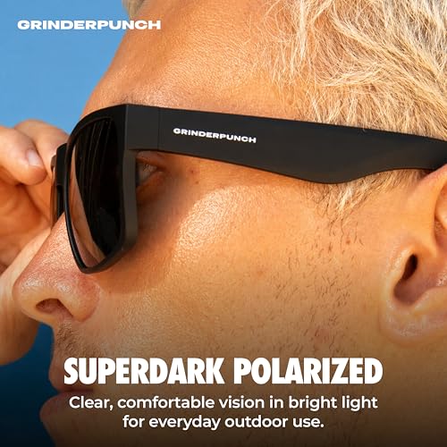 Image of grinderPUNCH Polarized Square Sunglasses for Men UV400 Protection Driving Fishing Sunglasses Mens Shades Mirrored Sunglasses