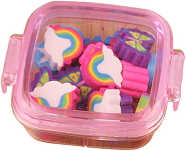 20Pcs/Box Cute Cartoon Rainbow Butterfly Flower Rubber Eraser Set Kid Gift School Stationery Creative Stationery Pencil Erasers for Kids Boys Girls Random Convenient and Practicalreliable