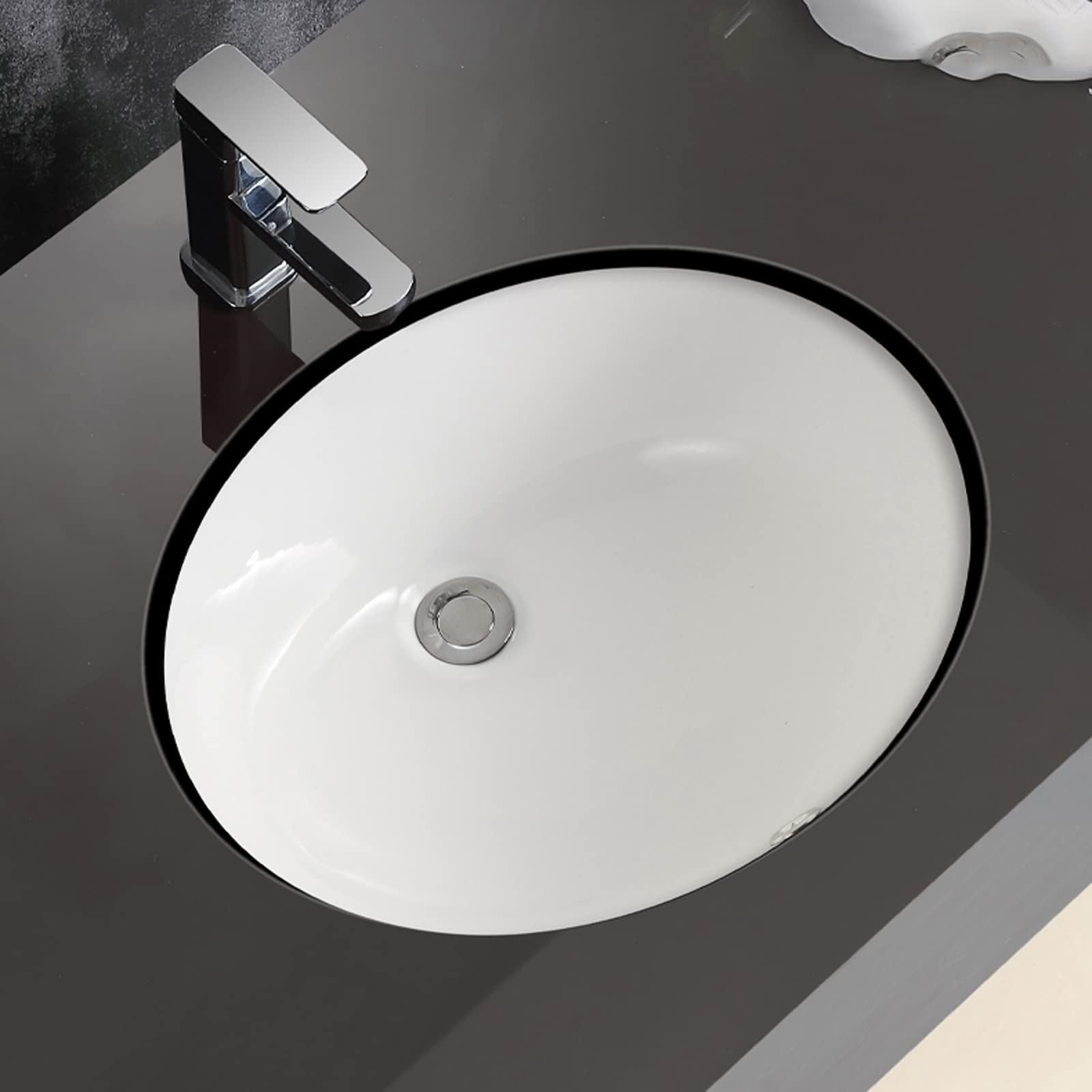 Waschbecken Eingebettete Installation Weiß Oval Porzellan Keramik Badezimmerbehälter Waschbecken für Badezimmer (Größe: 13inch)
