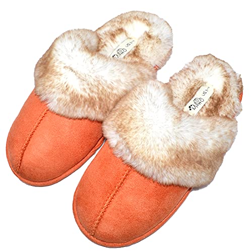 Millffy Women's Comfy Faux Fur Lining Clog Scuff House Shoes Memory Foam Slip on Anti-Skid Sole