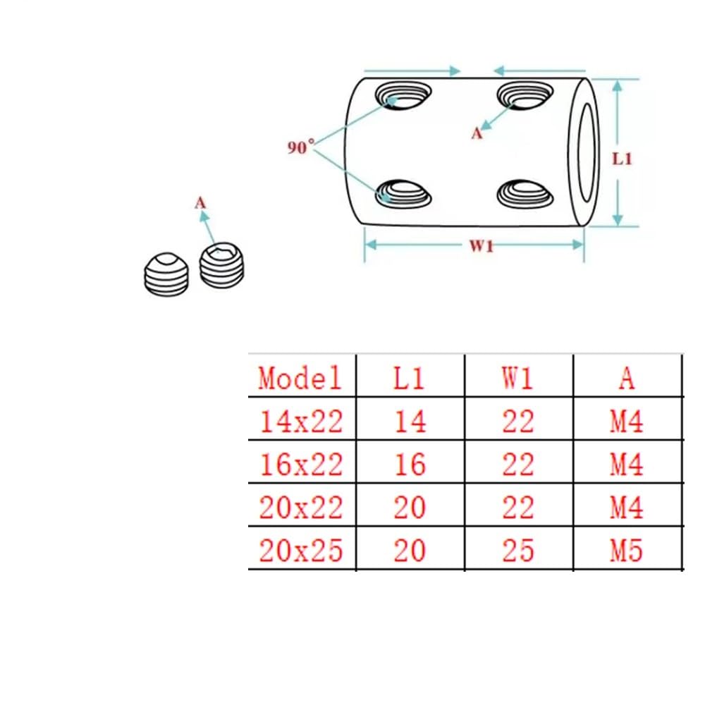 D14L22 Brass Rigid Coupling Hole, Motor Connector for Model Ship RC Models Automobile Aircraft Accessories 1pc(4mmX4mm)