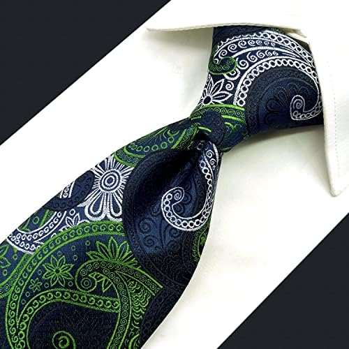 Corbata Verde Corbatas Paisley Para Hombre S&W Verde Azulado Con