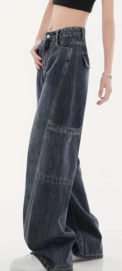 Image of ODDMONEKY Baggy Jeans for Women || Korean Jeans for Women || Wide Leg Korean High Waist Baggy Denim Pants (Wjeans-7)