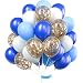 PartyWoo Blue Gold and White Balloons 70 pcs 12 inch Royal Blue Balloons Light Blue Balloons Gold Confetti Balloons White Balloons Blue and Gold Decorations, Royal Baby Shower Decorations
