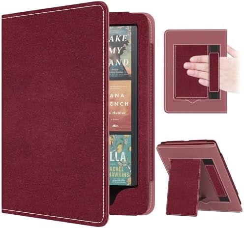 MoKo Case for 7"/6.8" Kindle Paperwhite(12th/11th Gen-2024/2021) and Kindle Colorsoft Signature Edition, Slim PU Shell Cover Case with Auto-Wake/Sleep for Kindle Paperwhite 2024, Crimson