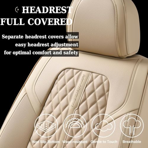 Image of Coverado Car Seat Covers, Car Seat Covers Front Seats, 2-Pack Front Seat Cover, Nappa Leather Waterproof Seat Covers, Car Seat Protectors, Automotive Seat Covers Universal Fit for Most Vehicles