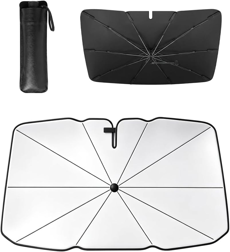 Umbrella Sunshade for Car Windshield, 2026 New Umbrella Car Shade Front Windshield, Flexible Handle Windshield Sun Shade for Easy Use, Car Accessories Umbrella for Keep Car Cooler (B, Large)