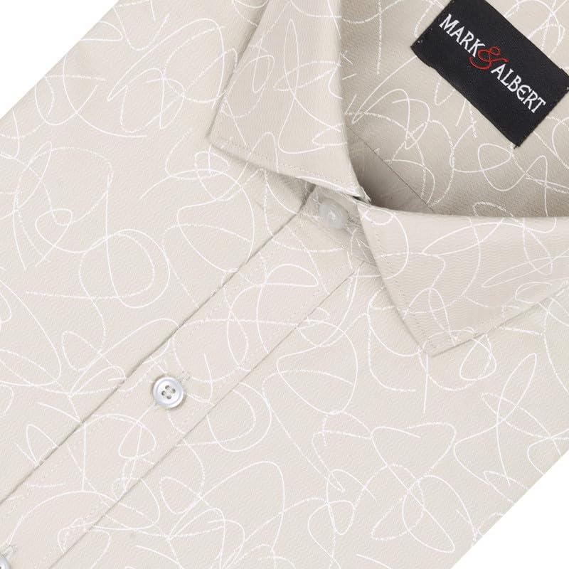 Image of MARK & ALBERT Men's 100% Cotton Printed Half Sleeves Regular Fit Shirt for Men