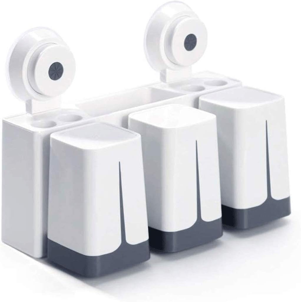 Toothbrush Holder Anti-dust with 3 Cups Easily Wall Mounted Electric Storage Set
