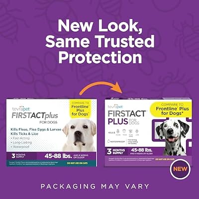 FirstAct Plus Flea Treatment for Dogs, Large Dogs 45-88 lbs, 6 Doses, Same Active Ingredients as Frontline Plus Flea and Tick Prevention for Dogs