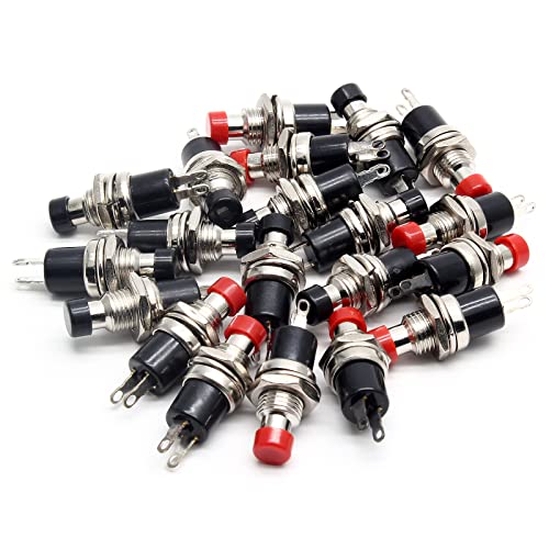 Bokwin 20 Pcs Micro Push Button Switch,1A 250Vac Mini Momentary Switch Spst Normal Open Push Button Switch (Black+Red Cap) #TOP1