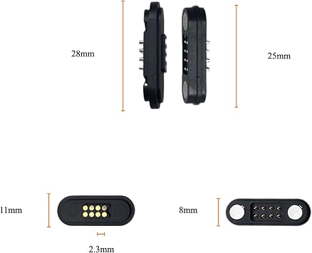 MTCELL 1 Set Pogo Pin Connector, 8 Pin Male and Female, 2.3mm Pitch, 2.0A 24V, Through Hole DC Power Charging Connector for PCB