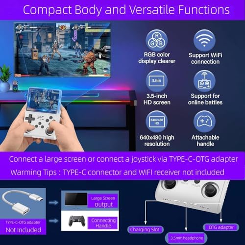 Image of R36S Retro Handheld Game Console With 64G 3.5 Inch IPS Screen Built-In 20000+ Classic Games Open Source Linux System Portable Pocket Video Player With 3200Mah Battery (Red)