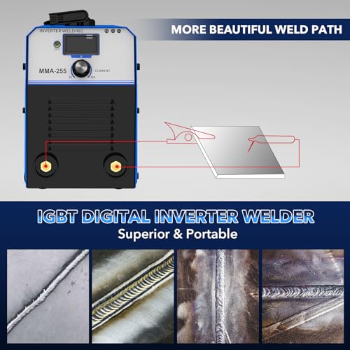 Image of TRQWH MMA255A Mini Welding Machine 200A 110V Stick Welder ARC Welder Machine IGBT Inverter MMA Welder Portable Welding Machine Hot Start for Beginners and Professionals