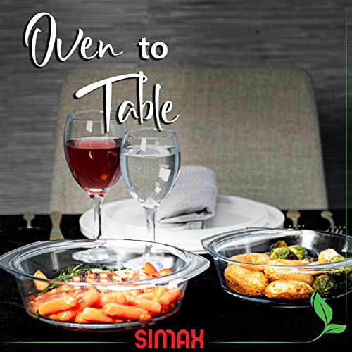 Simax Casserole Dish Set, Set Of 2 Casserole Dish With Lid, Round Glass Cookware, Borosilicate Glass, Made In Europe 1 Qt And 1.5 Qt Baking Dishes #TOP6