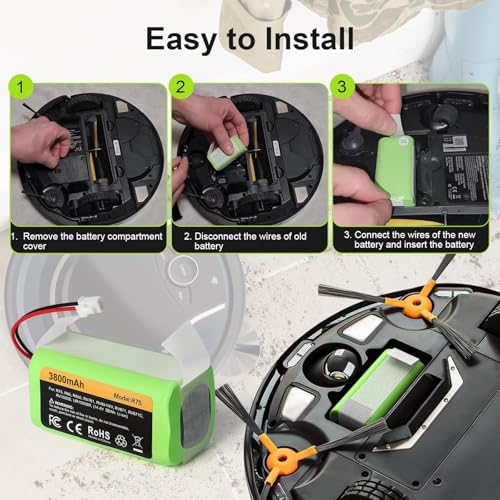 Image of 3800mAh, 2-Prong Connector Replacement Battery for Shark RVBAT850 | Compatible with Shark Ion R75, R85, RV761, RV850C, RV1000S, RV700 N, RV720 N, UR1000SR (3800mAh)