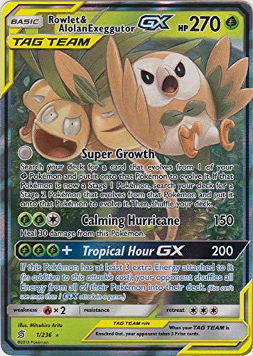 Rowlet & Alolan Exeggutor Tag Team GX - 1/236 - Ultra Rare - Unified Minds