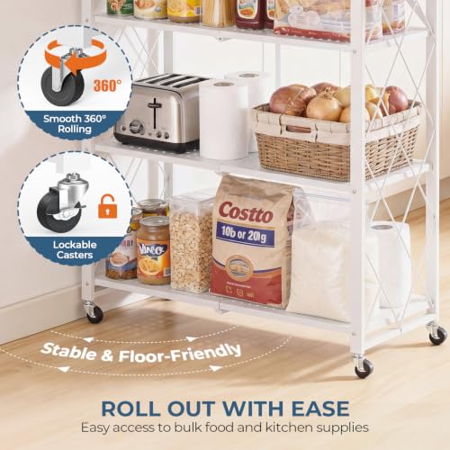 Image of Upgraded 18% Thickened Portable 5-Tier Foldable Storage Shelves with Wheels