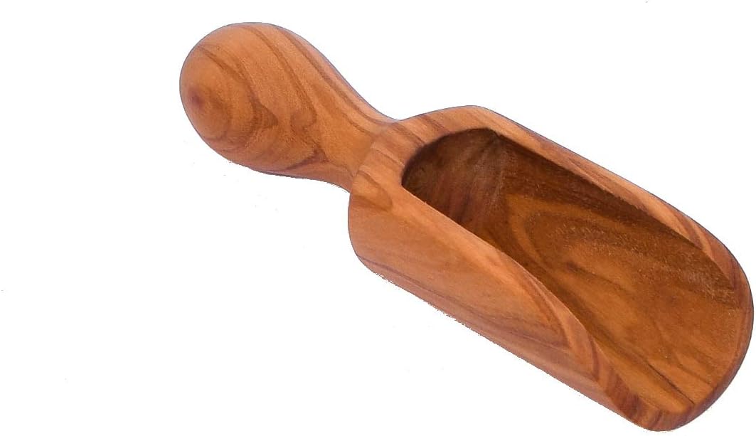 Olive Wood Scoop/Shovel 4.72" - Handcrafted Wooden Spices Spoon/Salt Spoon - SkandWood