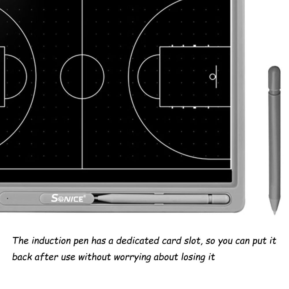 Lavagna Tattica da Pallone da Basket Elettronica, 15 Pollici Tavoletta LCD Scrittura per Allenatore di Pallacanestro, Cartella Tattica Digitale per Organizzazione Giocatori Tattiche e Strategie