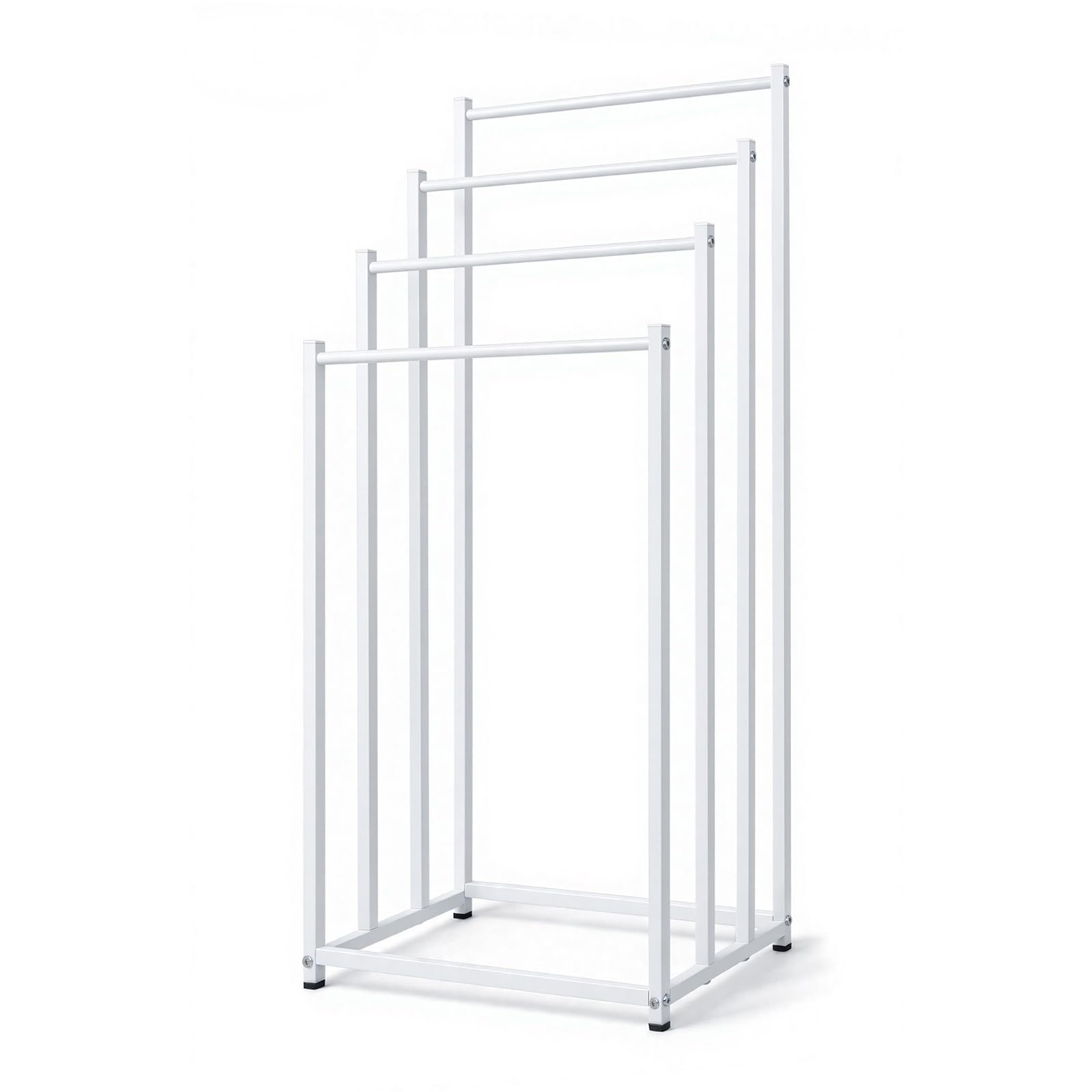OWLKELA Porte-Serviettes sur Pied Blanc, 4 Barres en métal laqué