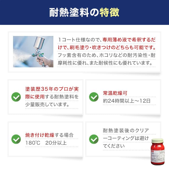 Amazon.co.jp: 【プロの塗装レクチャー付】プロ仕様の耐熱塗料 レッド