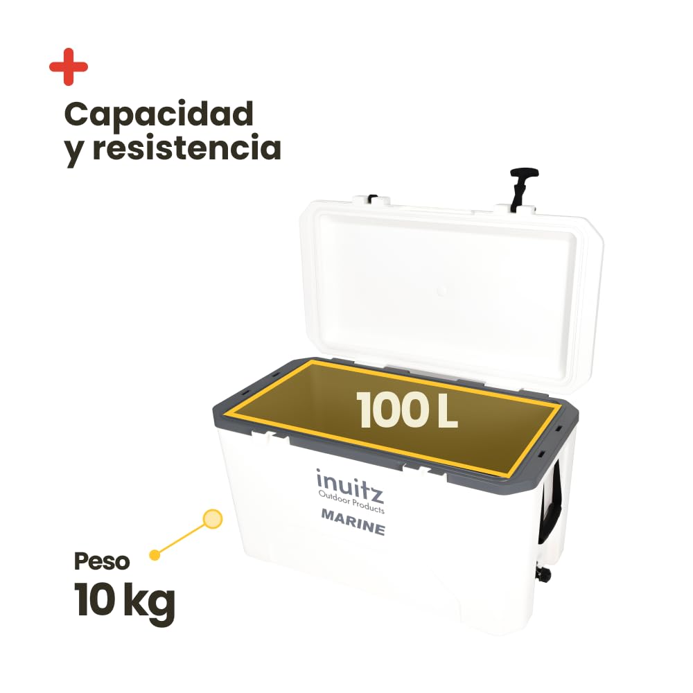 Inuitz Nevera Portatil Grande 100L – Conserva el frío Durante Más Tiempo con Esta Nevera Camping– Ideal para jornadas intensas de Pesca - Ideal para Nevera Camping