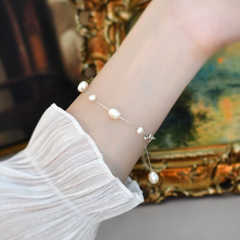 Bracelet en argent sterling 925 et perles baroques d'eau douce d'exception