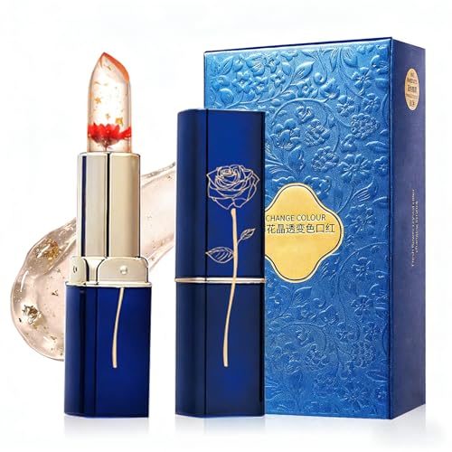 Image of Colour Changing Lipstick, 24H Moisturizing Long Lasting Clear Jelly Hydrating Tinted Lip Balm, Glossy Temperature Color Change Moisturizer for Cracked Lips, Shine PH Lipstick 1pcs