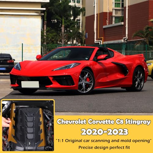 Image of CHEAYAR Engine Bay Panel Cover Compatible with Chevrolet Corvette C8 2020-2023, Engine Shroud Cover Panel Trims, C8 Accessories 2PCS (Engine Bay Trim - Yellow)